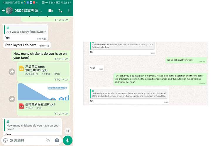 与喀麦隆客户的聊天记录